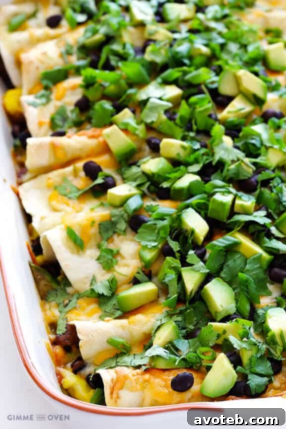 Sunrise Enchilada Bake 6 Garnished Breakfast Enchiladas: Muy Delicioso with Cilantro, Green Onions, and More