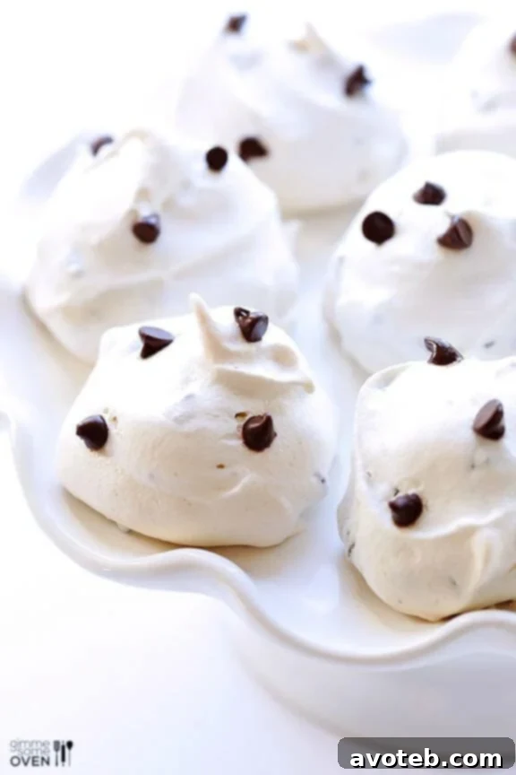 15 Festive Cookie Creations 12 Light Chocolate Chip Meringue Cookies, a delicate and sweet holiday dessert