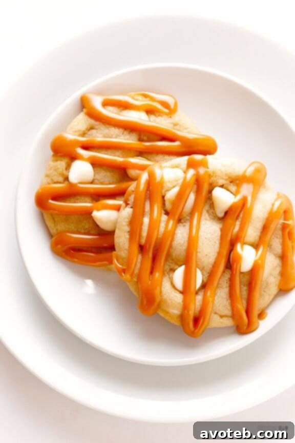 15 Festive Cookie Creations 5 Indulgent Caramel White Chocolate Cookies, a sweet and chewy delight for the holidays