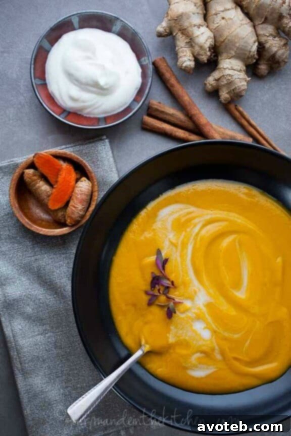 Ginger and Turmeric Spiced Carrot Soup for anti-inflammatory benefits