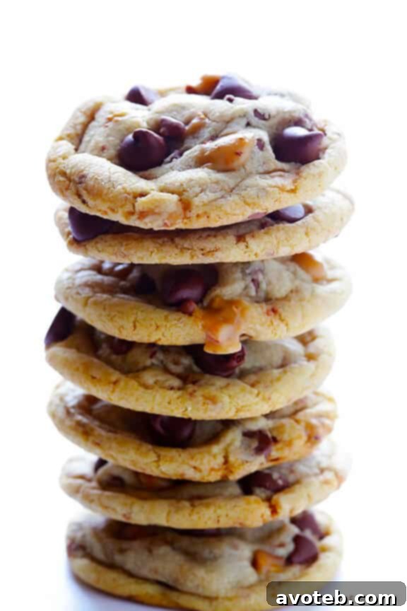 Perfectly Soft and Chewy Toffee Chocolate Chip Cookies