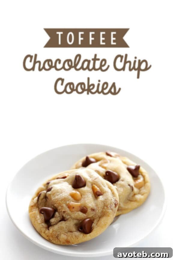 Delicious Toffee Chocolate Chip Cookies Close Up