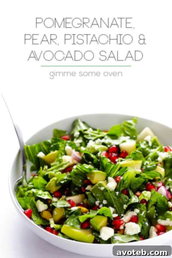 Pomegranate Pear Avocado Salad -- fresh, flavorful, and simply delicious! | gimmesomeoven.com