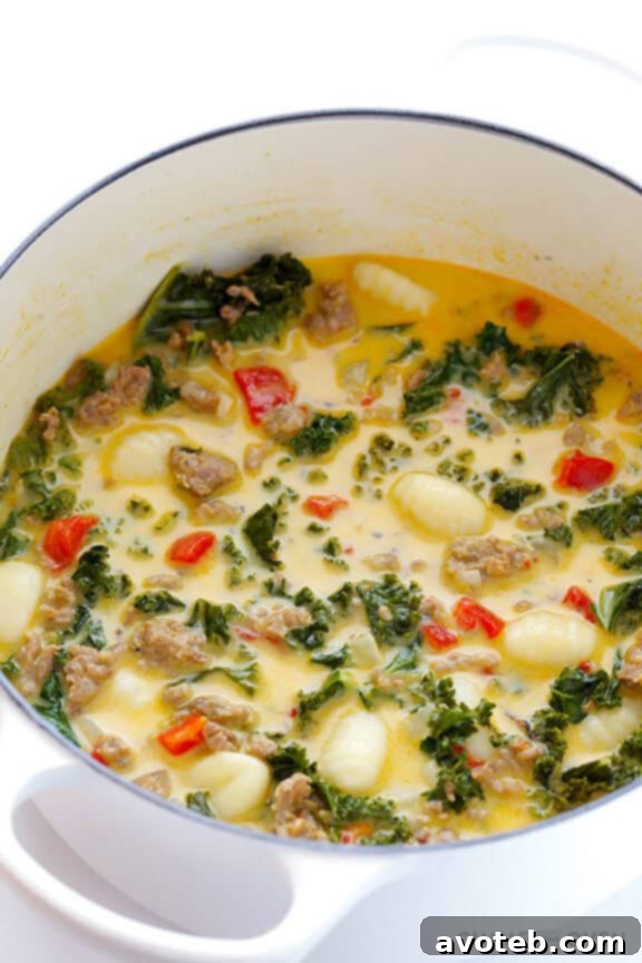 7-Ingredient Zuppa Toscana with Creamy Gnocchi, Sausage, and Kale