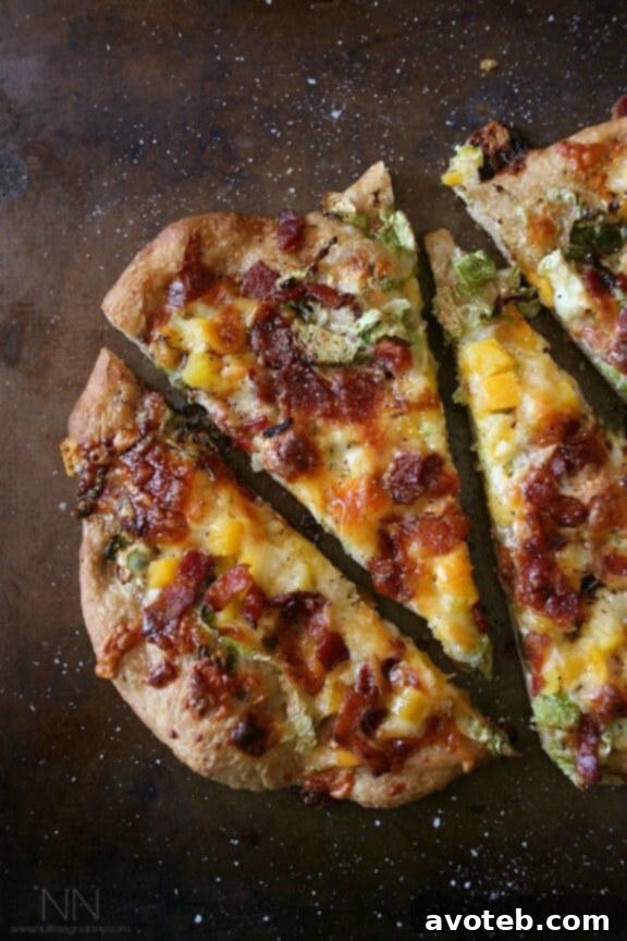 Bacon Brussels Sprouts Butternut Squash Flatbread | nutmegnanny.com
