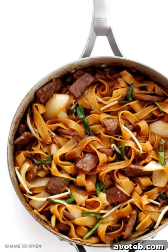 Beef Chow Fun Stir Fry 2 Close-up of freshly made Beef Chow Fun stir-fry