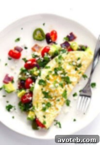 Mexican Egg White Omelet, a delicious and healthy single serving recipe.