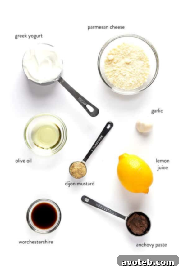 Preparation of homemade Greek Yogurt Caesar Dressing. A healthier, quick, and easy recipe.