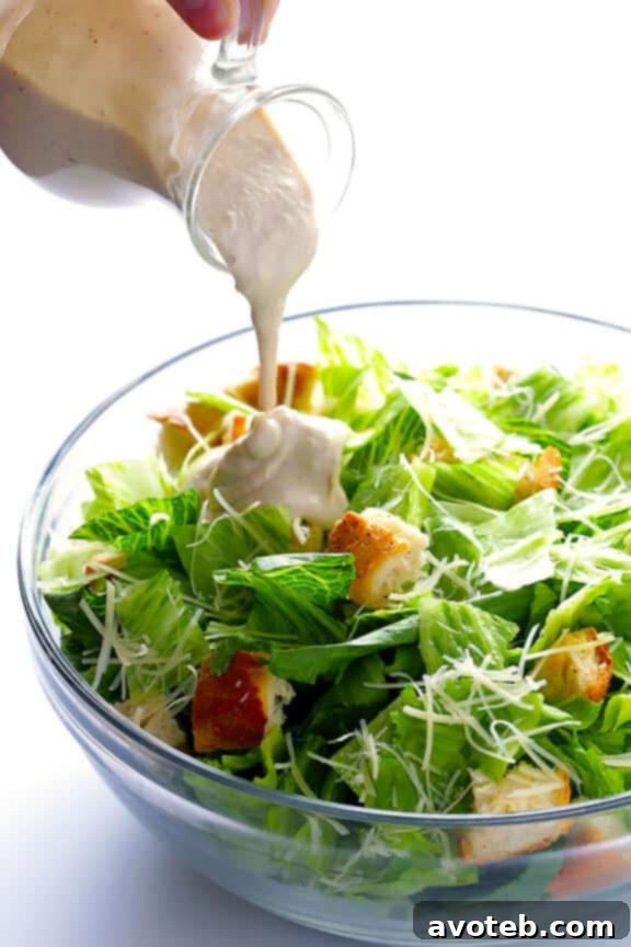 Creamy and delicious Greek Yogurt Caesar Dressing in a bowl.