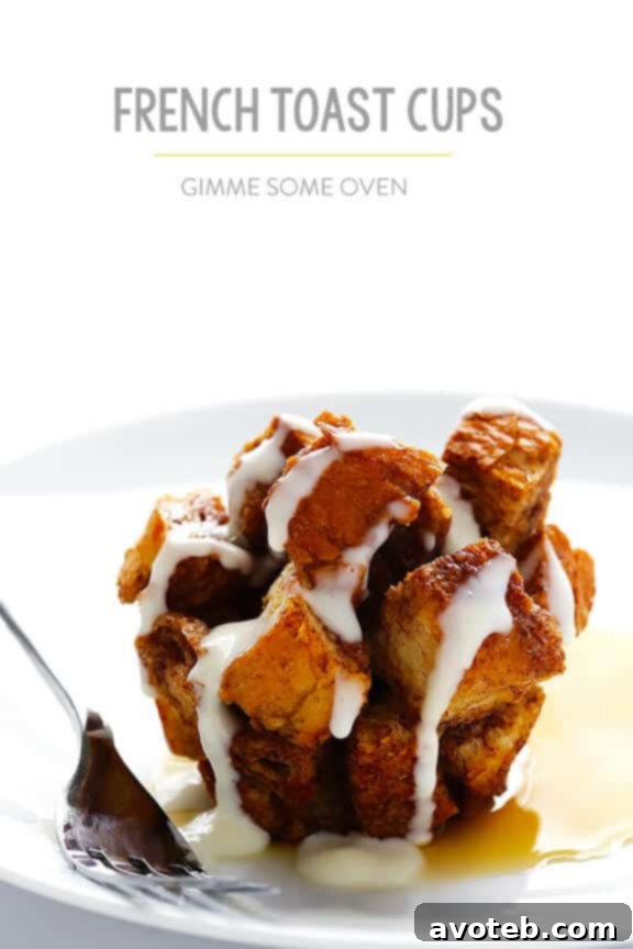Enjoying a bite of French Toast Cup with luscious whiskey cream cheese glaze, highlighting a perfect brunch treat