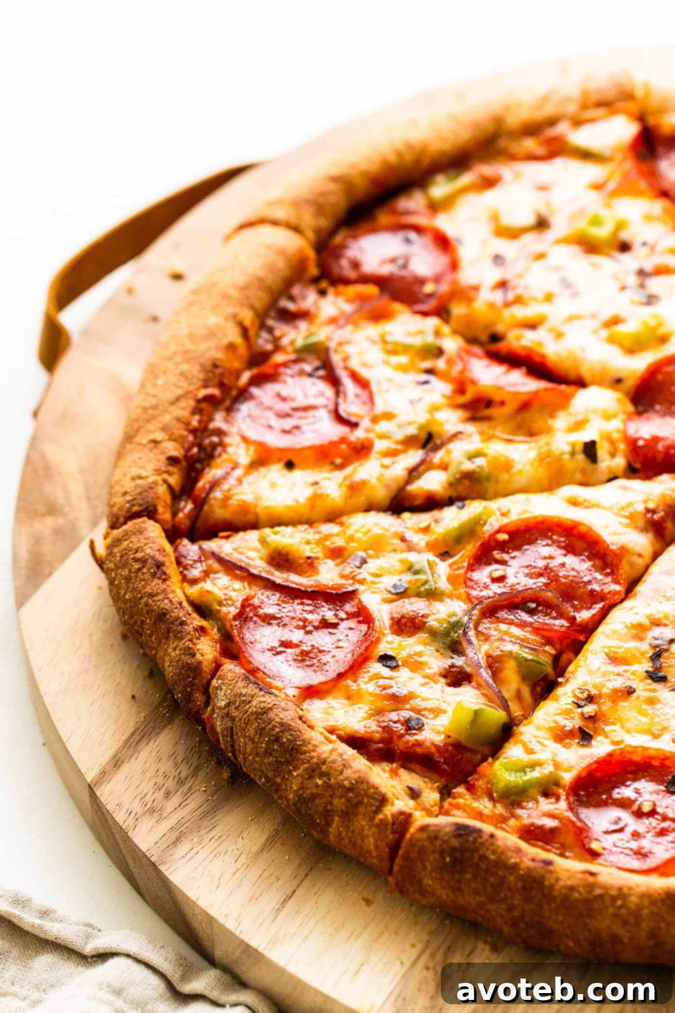 Pepperoni pizza made with homemade whole wheat dough