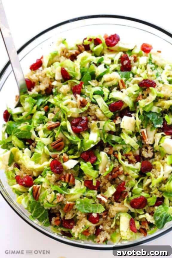 Brussels Sprouts, Cranberry and Quinoa Salad, colorful and nutritious.