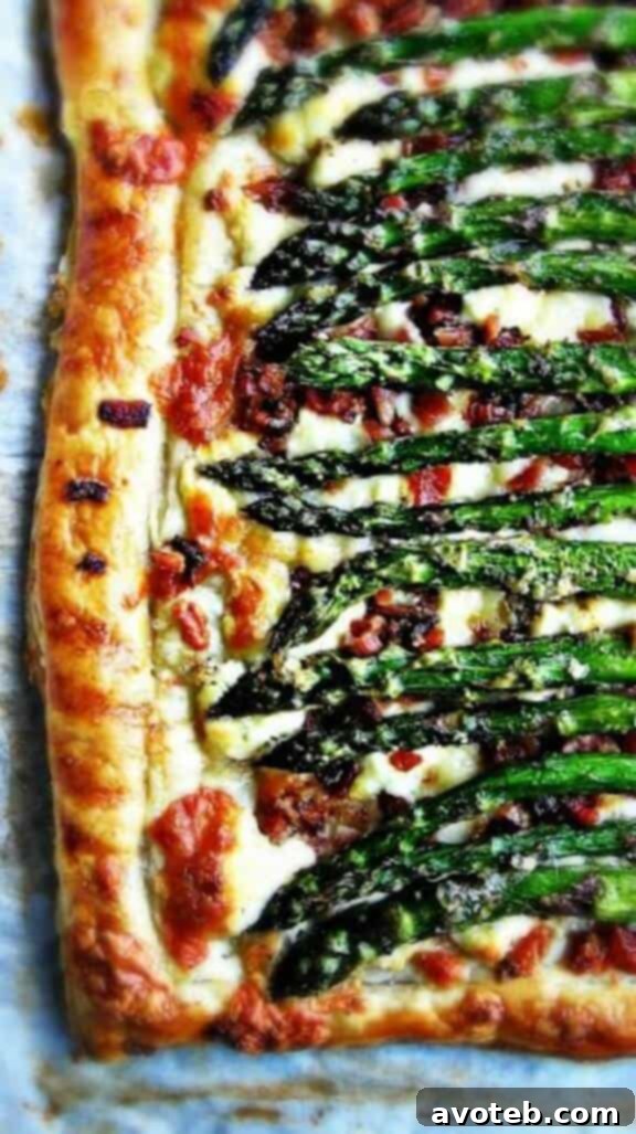 Roasted Asparagus, Bacon & Cheese Tart, savory and golden-crusted.