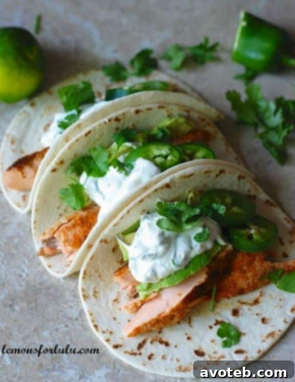 Salmon Tacos with Jalapeño Cream