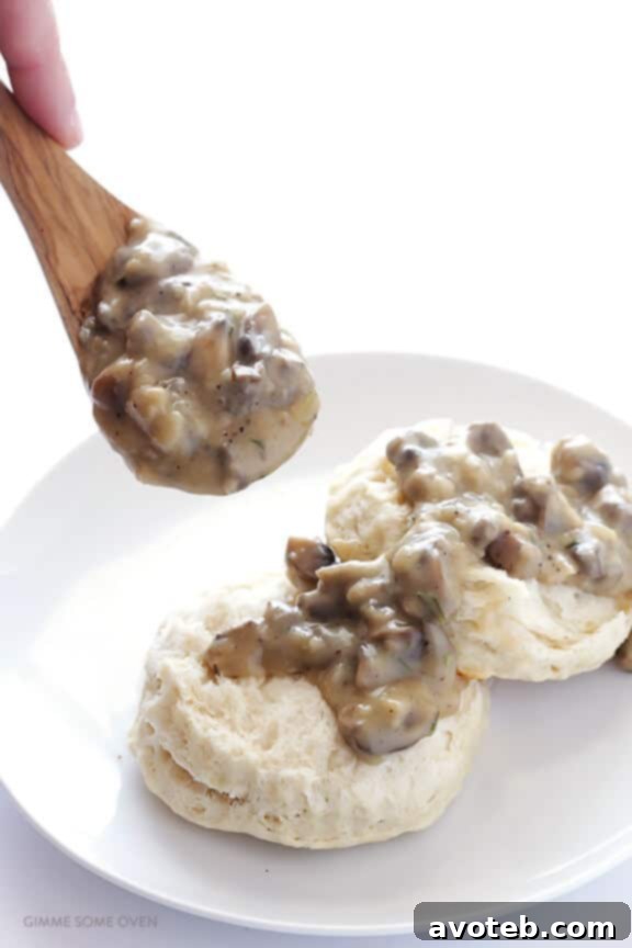 Fluffy Vegan Biscuits with Umami Mushroom Gravy 6 Warm Vegan Biscuits with Generous Mushroom Gravy