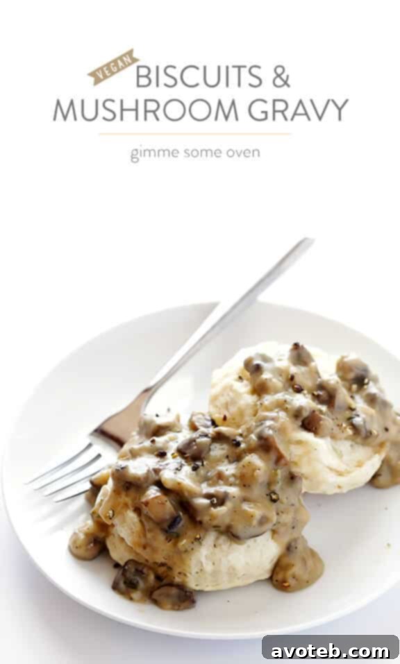 Fluffy Vegan Biscuits with Umami Mushroom Gravy 10 Final plated Vegan Biscuits and Mushroom Gravy - Ready to Eat