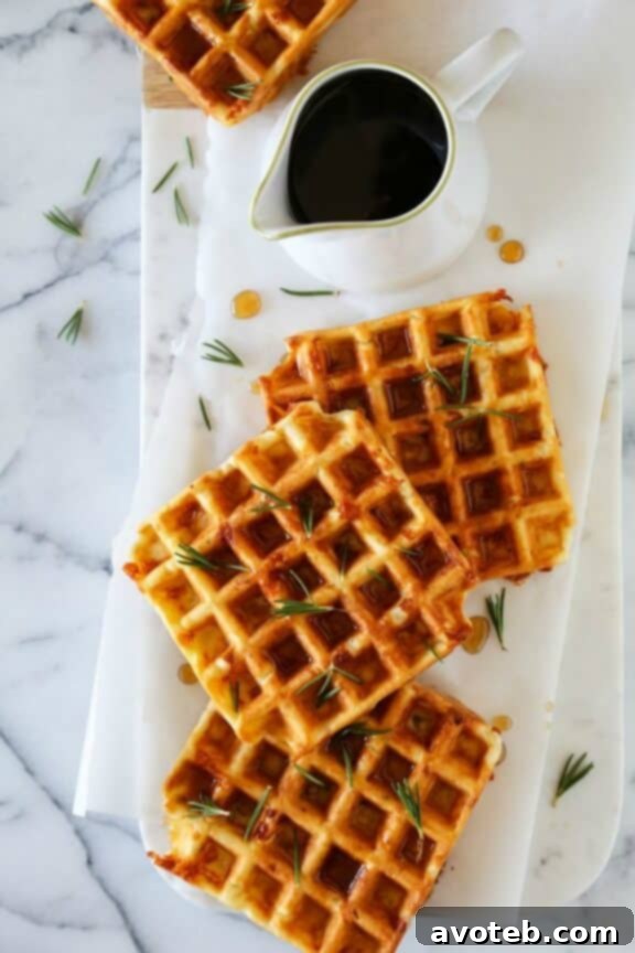 Savory Waffles with Rosemary, Ham and Dubliner Cheese