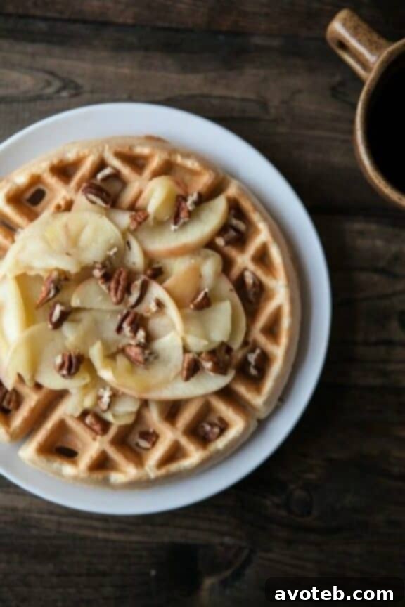 Brown Butter Waffles with Honey-Apples and Pecans