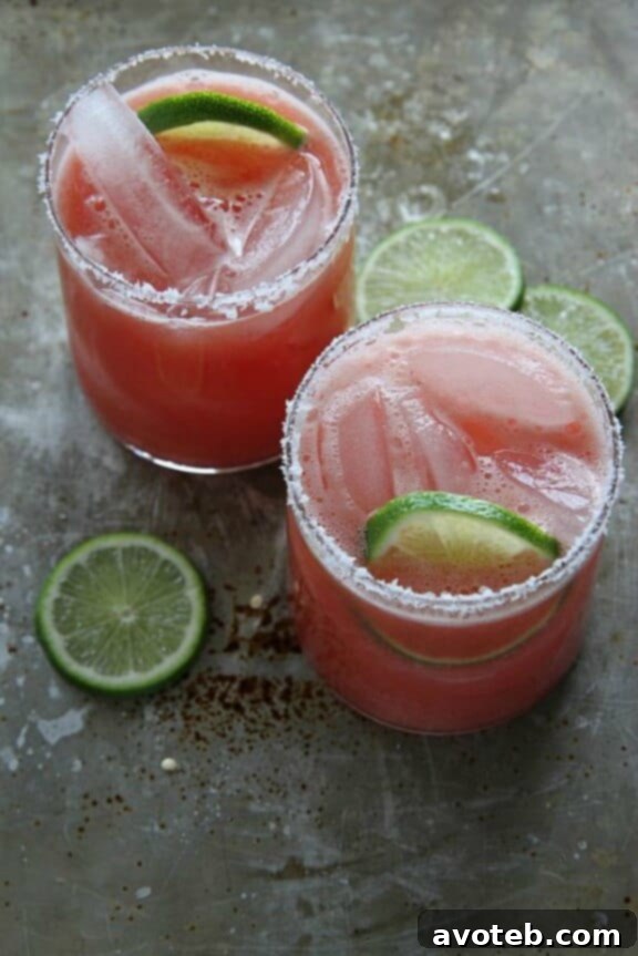 15 Must Try Margarita Creations 12 A refreshing salted watermelon margarita, vibrantly pink and perfectly suited for a sweet and summery treat.