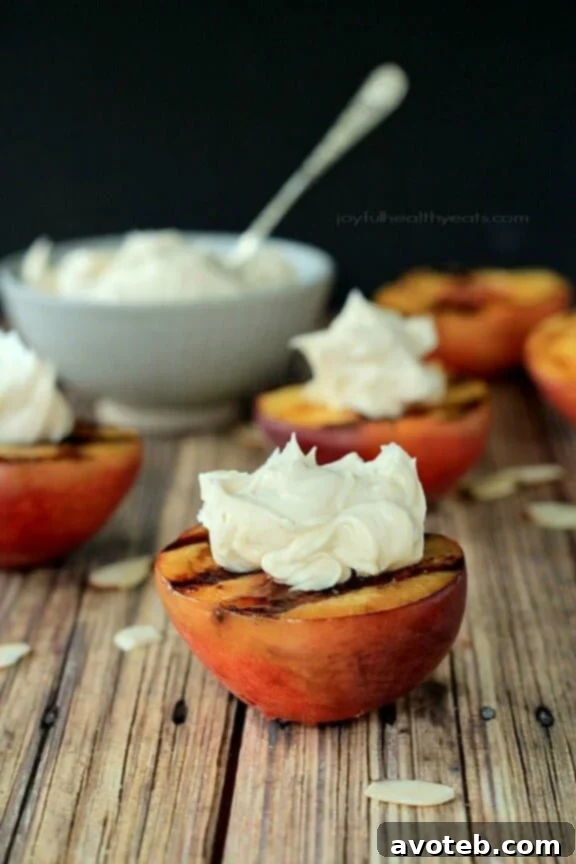 15 Simple Summer BBQ Ideas 16 Grilled Peaches with Maple Honey Mascarpone Cheese