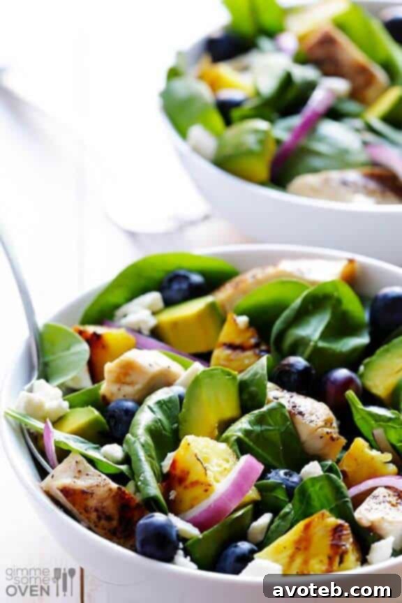 15 Simple Summer BBQ Ideas 12 Grilled Pineapple, Chicken and Avocado Salad