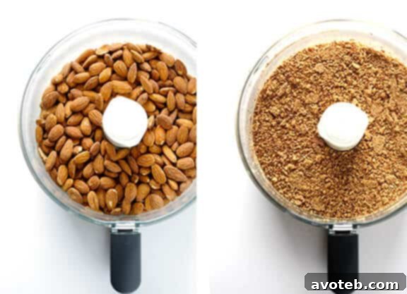 Finely ground Blue Diamond Roasted Salted Almonds, perfect for a gluten-free almond crust.
