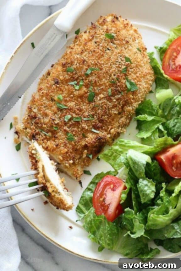 Mustard Herb Crusted Chicken Breasts - A healthy and flavorful chicken breast recipe with a savory mustard and herb crust from Skinny Taste.