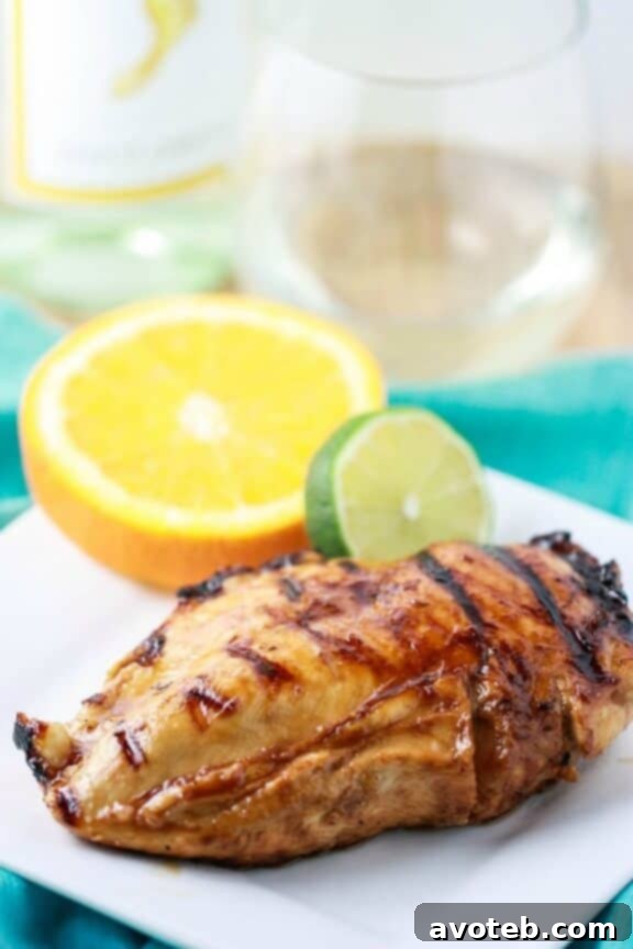 Pinot Grigio Chicken with Honey Citrus Glaze - A sophisticated and flavorful chicken breast recipe from Eat Live Run, featuring tender chicken in a delicate wine and citrus sauce.