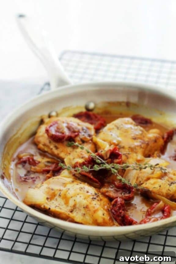 Pan-Seared Chicken Breasts with Sun Dried Tomatoes - A flavorful and quick chicken breast recipe from Diethood, featuring savory sun-dried tomatoes.