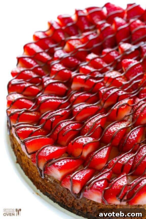 15 Irresistible Strawberry Delights 13 Strawberry Nutella Cheesecake, a decadent and rich dessert.