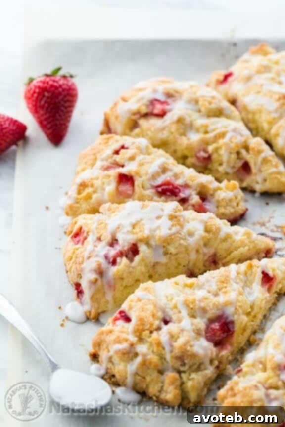15 Irresistible Strawberry Delights 3 Perfect Strawberry Scones, ideal for breakfast or tea time.