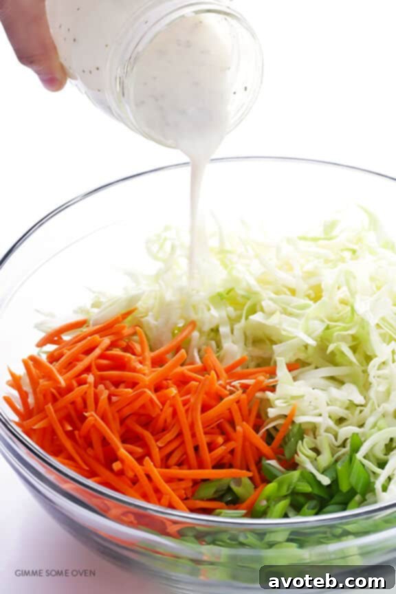 Tangy Greek Yogurt Slaw 5 Greek Yogurt Coleslaw -- the classic coleslaw we all love, lightened up with Greek yogurt instead of mayo and ready to go in 5 minutes! | gimmesomeoven.com