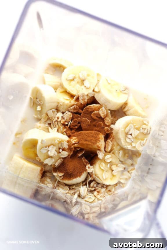 Liquid Banana Bread 4 All the fresh ingredients for a Banana Bread Smoothie laid out before blending.