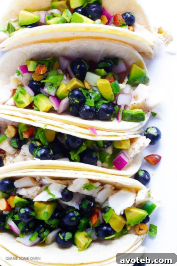 Ingredients for Fish Tacos with Blueberry-Almond Salsa