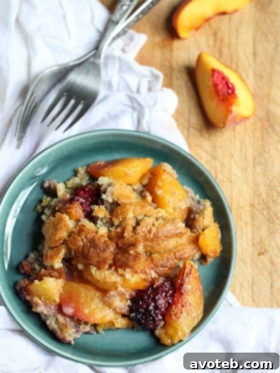 Grandma's Peach and Blackberry Cobbler | foodiecrush.com