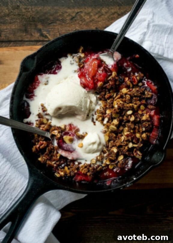 Stovetop Rhubarb-Cherry Crisp | kitchenconfidante.com