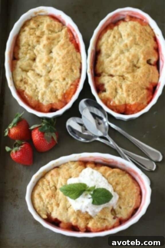 Strawberry Rhubarb Cobbler | twopeasandtheirpod.com
