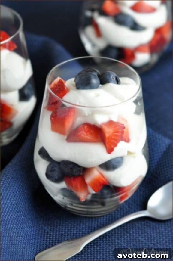 15 Naturally Vibrant Red, White, and Blue Recipes 5 Red, White and Blue Cheesecake Mousse | veryculinary.com