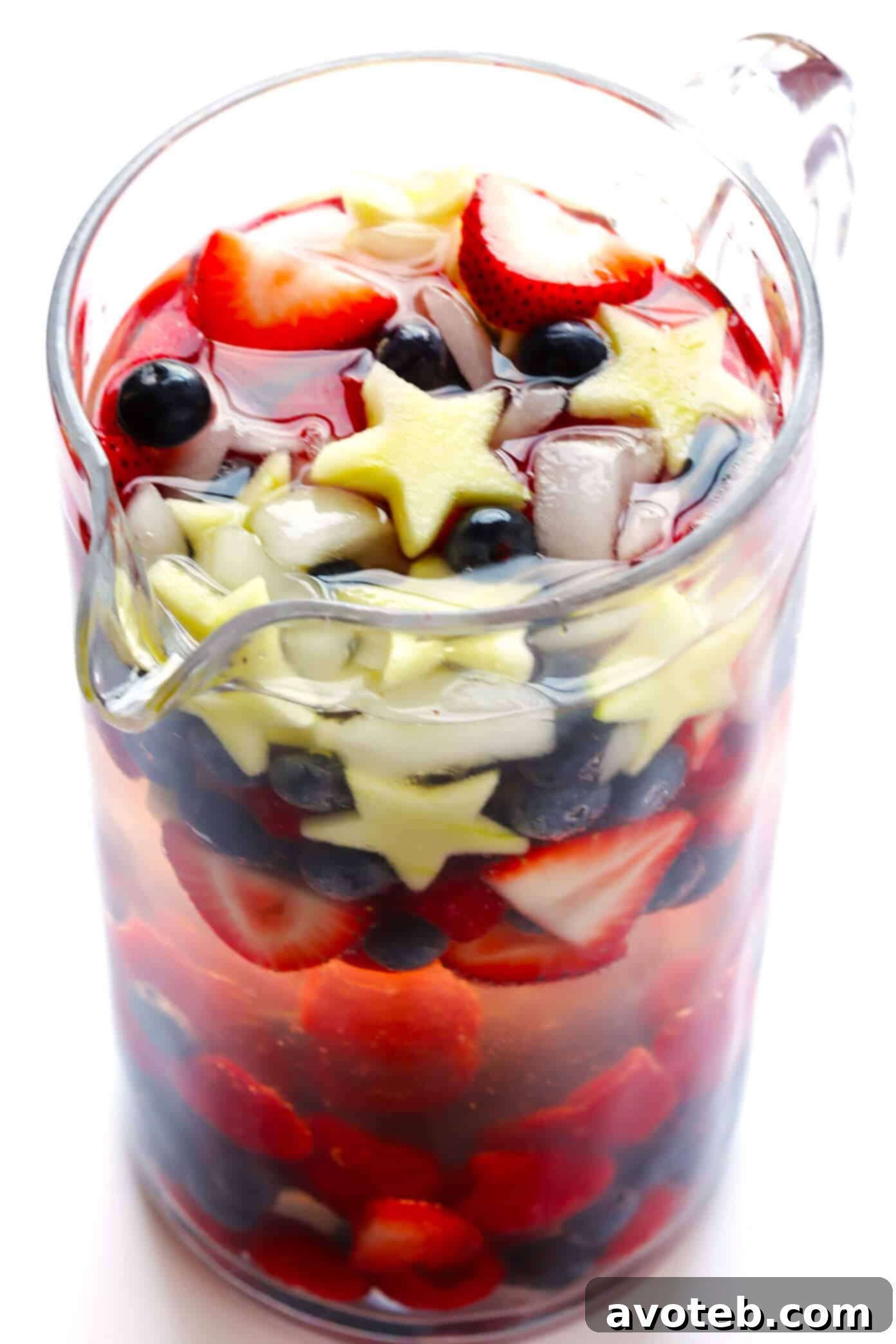 Red White and Blue Sparkling Sangria in a Pitcher