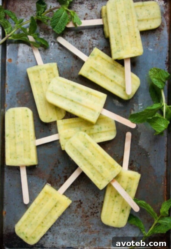 Tropical Pineapple Mint Popsicles for a zesty cool down
