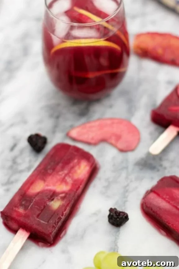 Adult-friendly Sangria Popsicles for a boozy summer treat