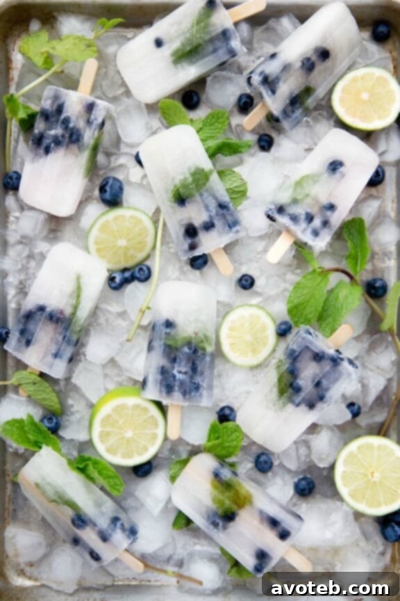 Blueberry Mojito Popsicles for a zesty and spirited frozen treat