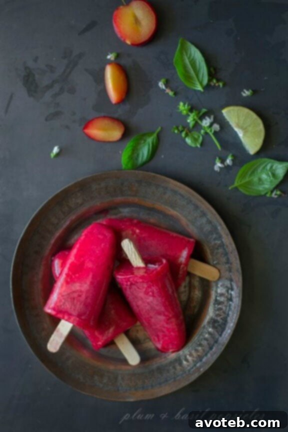 Unique Plum & Basil Popsicles for a refreshing twist