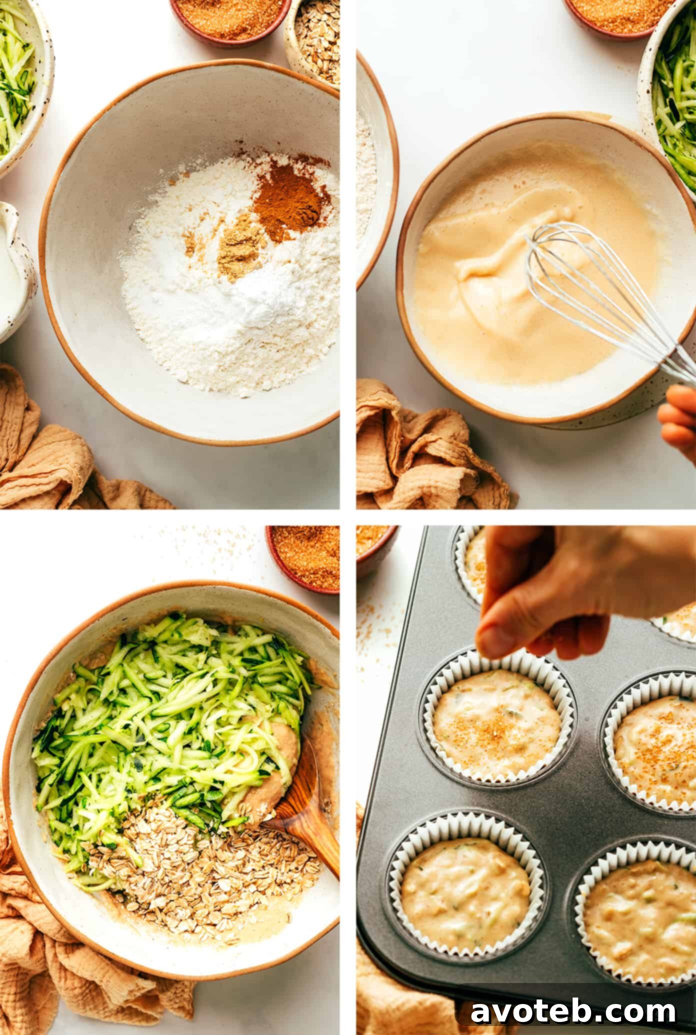 A stack of healthy zucchini muffins, highlighting their golden-brown tops and wholesome appeal.