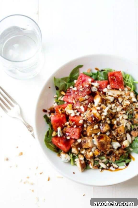 Balsamic Watermelon Chicken Salad | pinchofyum.com