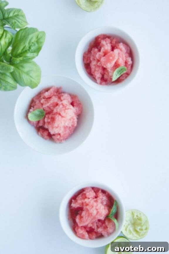 Salted Watermelon, Tequila & Basil Granita | pinkpatisserie.net