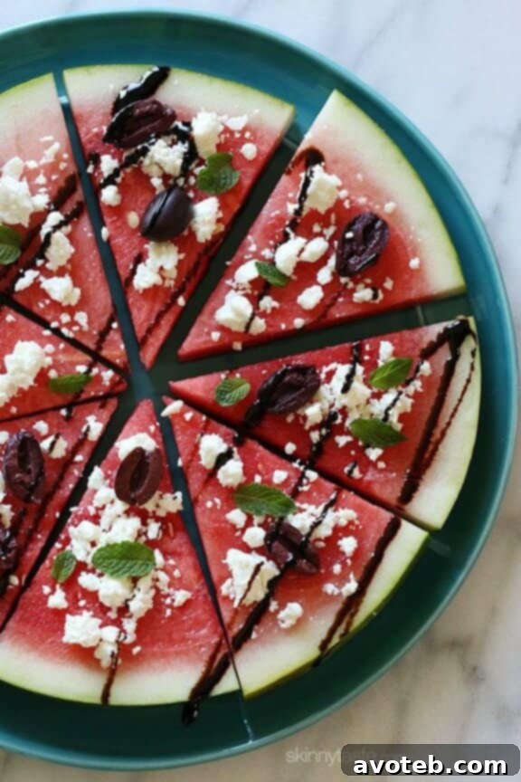 Watermelon Feta and Balsamic "Pizzas" | skinnytaste.com