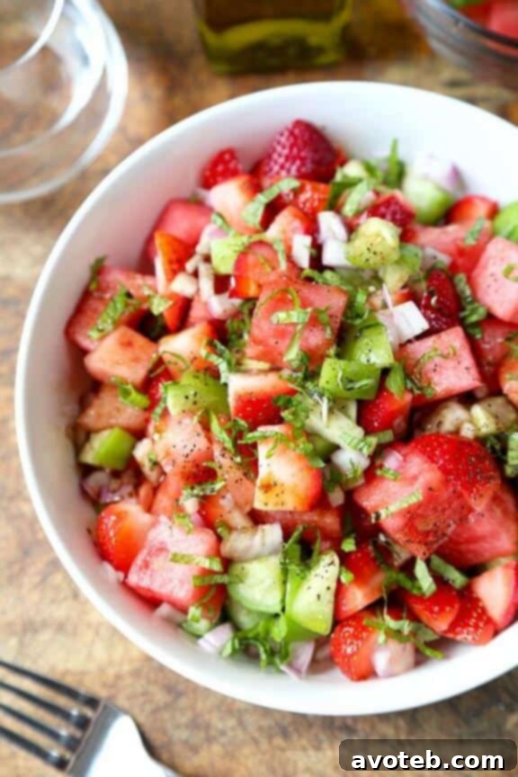 Watermelon, Strawberry and Tomatillo Salad | pickledplum.com