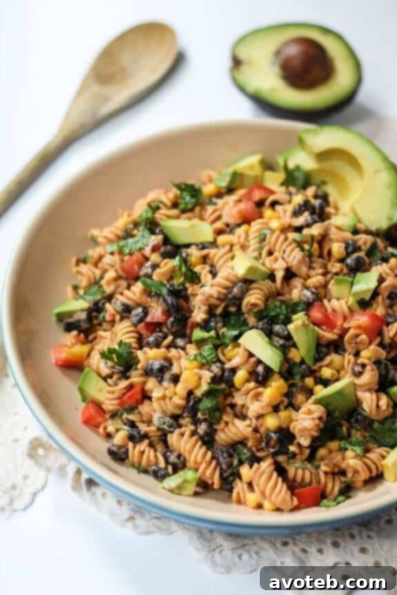 Healthy Southwest Pasta Salad with Chipotle-Lime Greek Yogurt Dressing | ambitiouskitchen.com