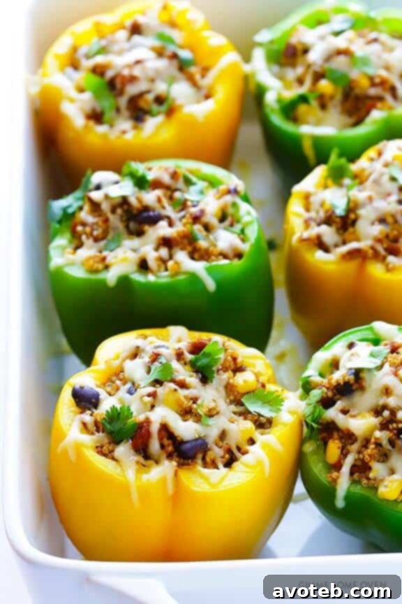 15 Vibrant Veggie Dinners 15 5-Ingredient Mexican Quinoa Stuffed Peppers | gimmesomeoven.com